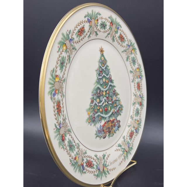 Lenox Vintage Lenox 1998 Numbered Christmas Trees Around the World Plate With Original Box For Sale - Image 4 of 18