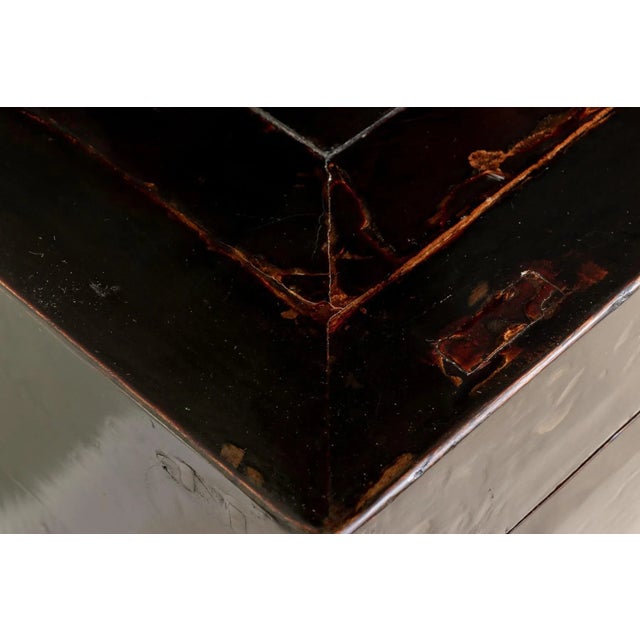 Antique Chinese Monumental-Sized Black Lacquered Console Sideboard For Sale - Image 9 of 13
