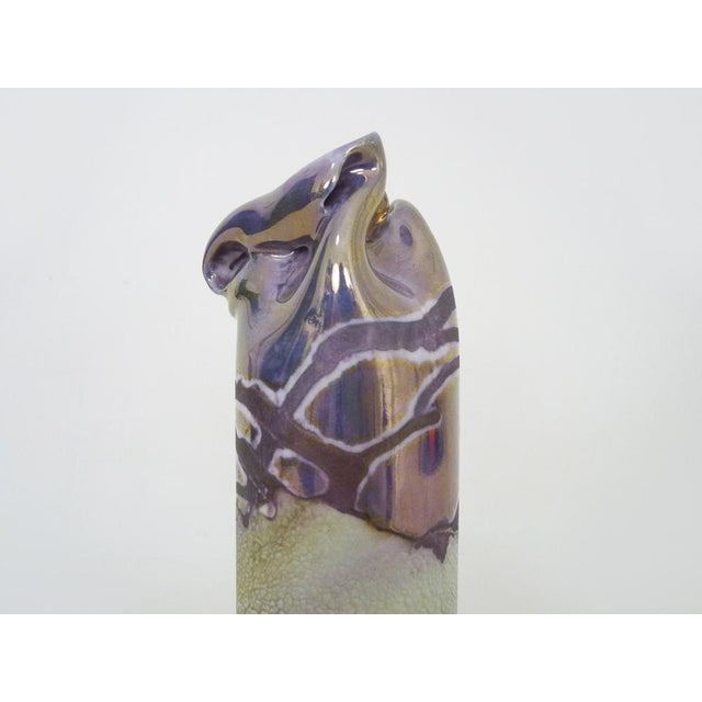 1980s Iridescent Purple Pink Ceramic Vase by Joseph Bougère, 1989 For Sale - Image 5 of 10