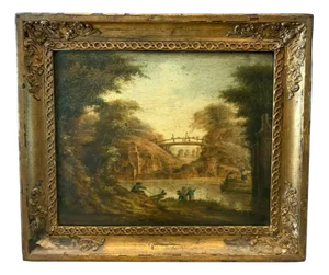 Animated Landscape, 19th Century, Oil on Oak Panel, Framed