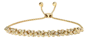 14K Yellow Gold Plated .925 Sterling Silver 1/4 Cttw Diamond Marquise Shaped Link 4"-10" Adjustable Bolo Bracelet (I-J Color, I1-I2 Clarity)
