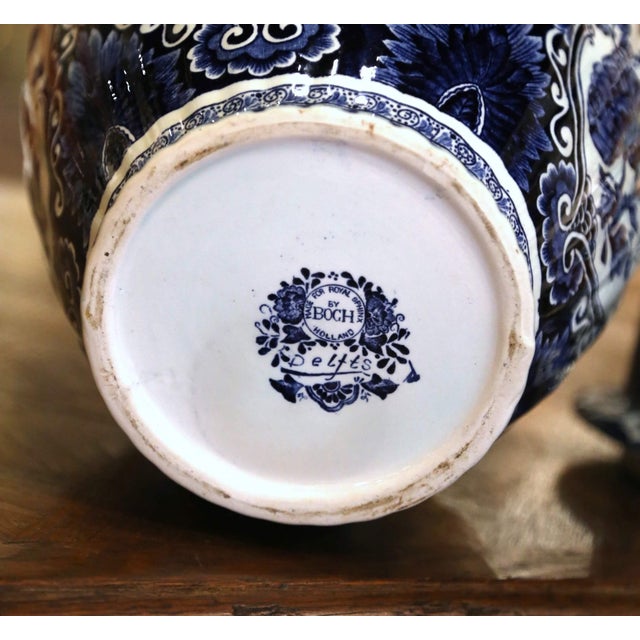 Ceramic Mid-Century Dutch Delft Blue & White Covered Ginger Jar by Boch For Sale - Image 7 of 7