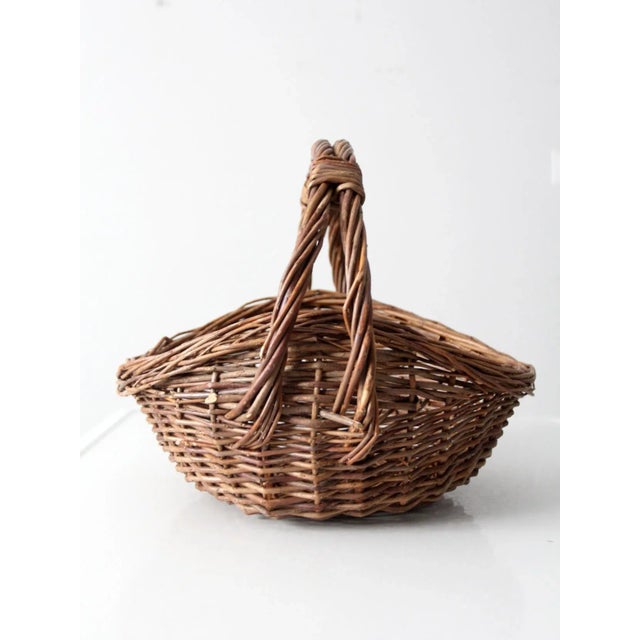 Farmhouse Vintage Wicker Harvest Basket For Sale - Image 3 of 12