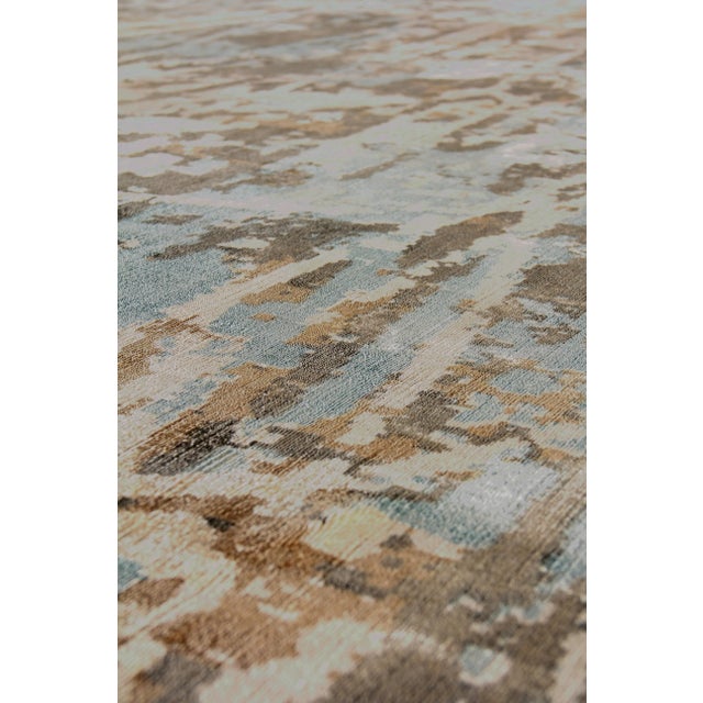Bridgewater Handloom Bamboo Silk Blue/Brown Multi Rug - 10'x14' For Sale In Los Angeles - Image 6 of 7