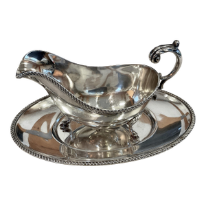 Antique Silver Plated Gravy Boat and Underplate -