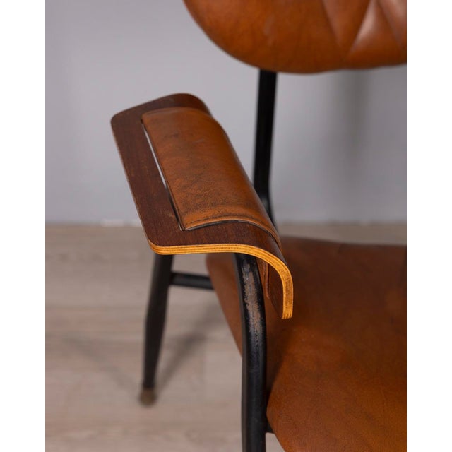 1960s Vintage Leather Chair by Gastone Rinaldi for Rima, 1950s For Sale - Image 5 of 14