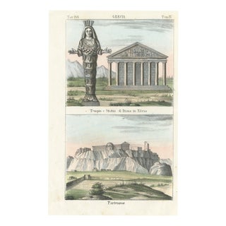 Temple and Statue of Diana at Ephesus and the Parthenon, 1842, Paper For Sale