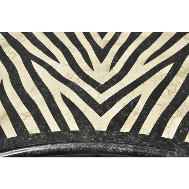 Traditional Seven Seas by Hooker Furniture Zebra Tessellated Stone Kidney Shaped Table Desk For Sale - Image 3 of 16