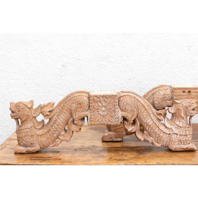 Naga Guardians Pair of Finely Carved Dragon Brackets For Sale - Image 11 of 13