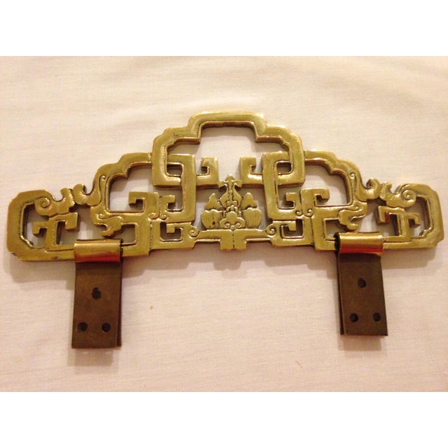 Chinese Brass Picture Mirror Hangers and Drawer Pulls 5 Piece Set