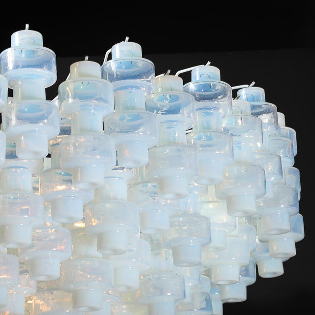 Modernist Hand-Blown Murano Opalescent Barbell Chandelier With Brass Fittings For Sale - Image 12 of 18