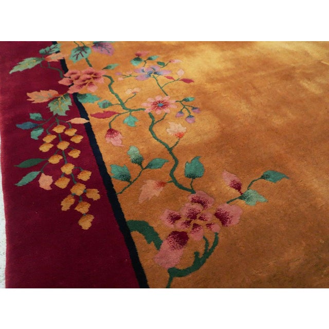Mid 20th Century Galerie Shabab Collection Mid-20th Century Handmade Chinese Art Deco Accent Carpet For Sale - Image 5 of 10