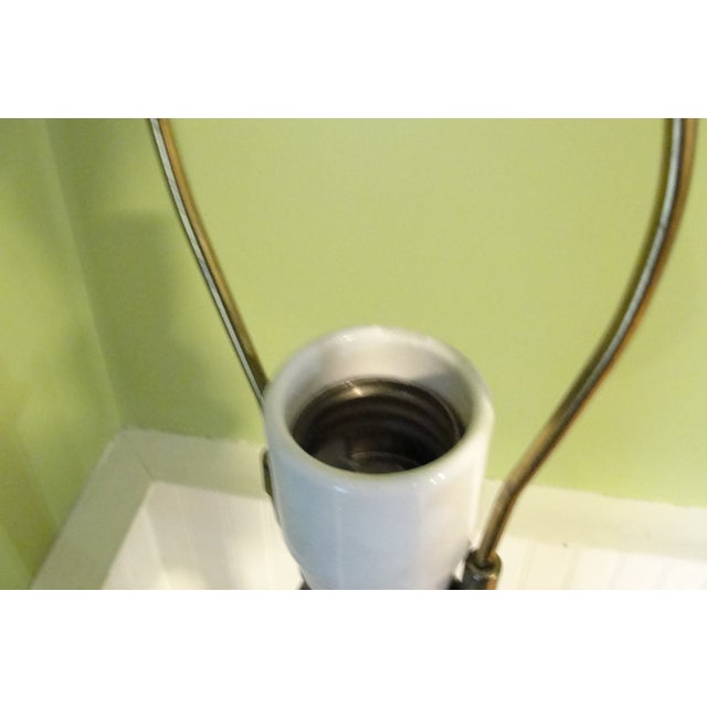 Wood Mid-Century Modern Modeline Style Walnut and Glass End Table Lamp For Sale - Image 7 of 13