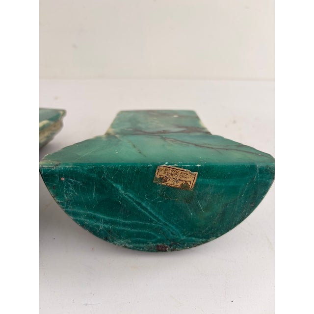 Stone Vintage Green Onyx Marble Bookends, Italian, Mid-20th Century For Sale - Image 7 of 9