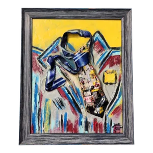 Early 21st Century "Mr. Right" Original Still Life Mixed-Media Painting by Artista Elisabet