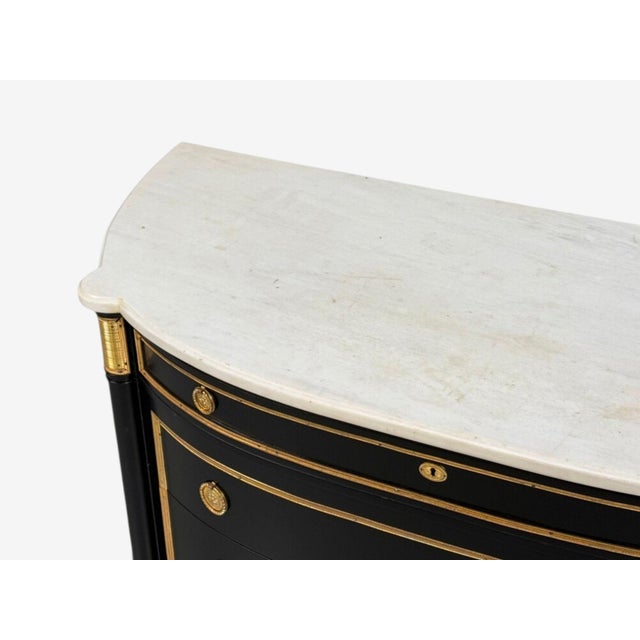 Maison Jansen Style, Louis XVI Bow Front Chest, Ebonized Wood, France, 1900s For Sale - Image 11 of 17