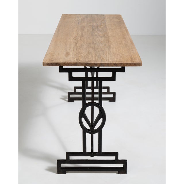 Cast Iron Bistro Table with Oak Top, Antique, France, 20th Century For Sale - Image 12 of 18