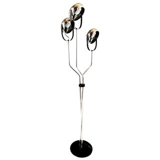 Chrome Steel Floor Lamp with Three Adjustable Light Points from Reggiani, 1960s For Sale