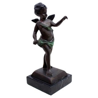 Art Nouveau Bronze Statuette by Eduardo Rossi, 1950 For Sale