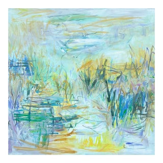 "Sea Grass" by Trixie Pitts Large Coastal Abstract Expressionist Oil Painting For Sale