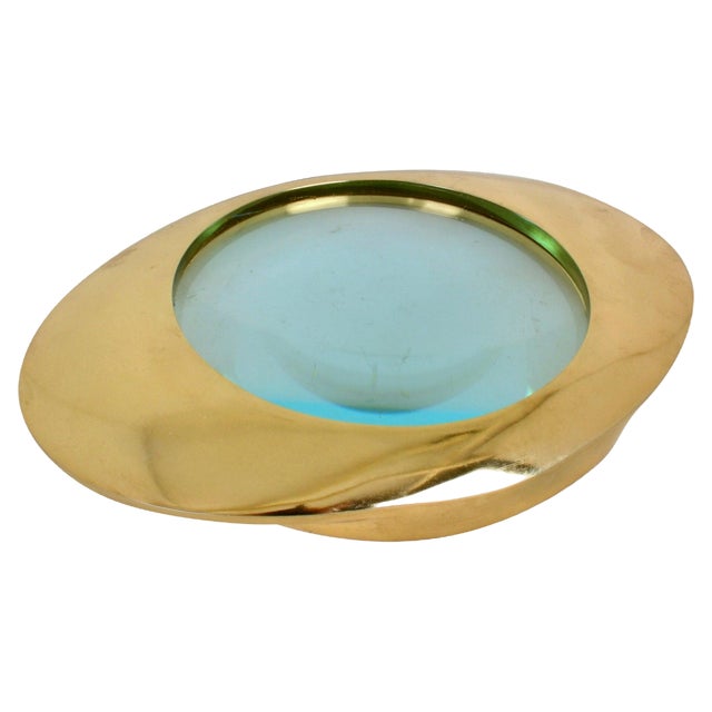 Large Decorative Brass Magnifying Glass Lens, 2000s For Sale