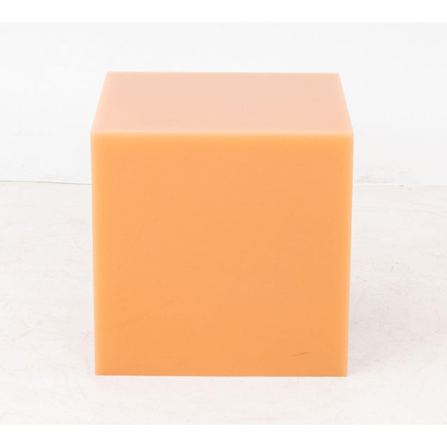 Studio Sabine Marcelis (Dutch, b. 1985) "Peach Candy Cube", 2021, high polished resin, studio plaque signed and dated to...