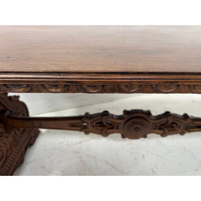 20th Century Renaissance Carved Walnut Dining Table For Sale - Image 14 of 18
