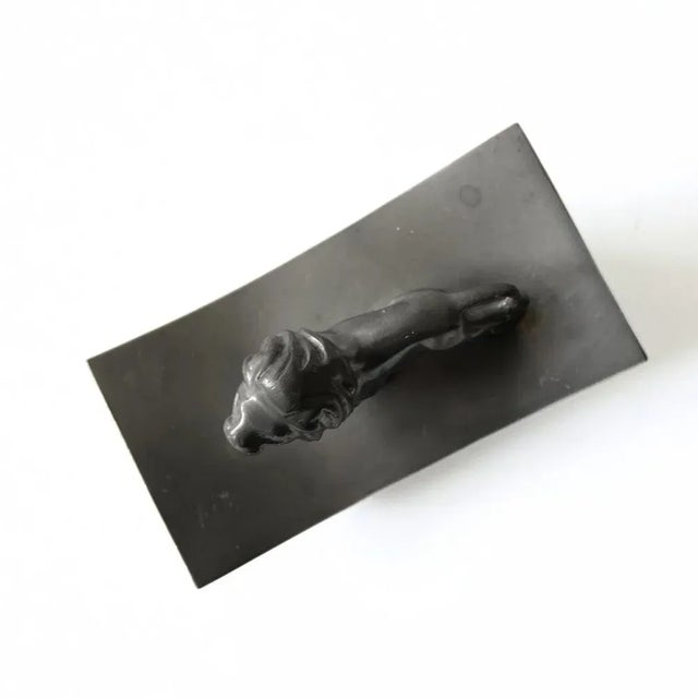 Antique Art Deco Ink Absorbent Holder in Pewter with Lion Handle from Svensk Tenn, Sweden, 1920s For Sale - Image 4 of 6