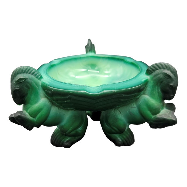 Malachite Glass Ashtray by Arthur Pleva for Curt Schlevogt, 1930s For Sale