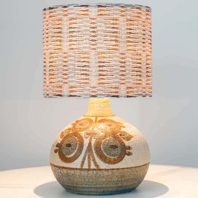 Brown 1 of the 2 Soholm Ceramic Table Lamps with Custom Lampshades, Noomi Backhausen, 1960 For Sale - Image 8 of 14