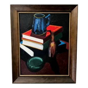 Mid 20th Century Original Acrylic Painting Still Life "The Light" by Rem