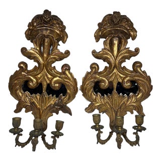 Pair of Early 19th Century Gold Sconces For Sale