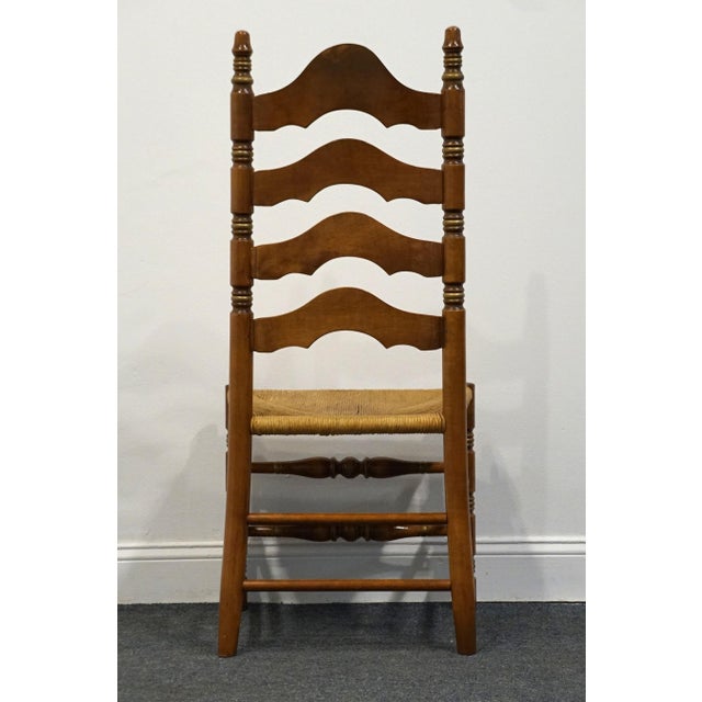 Ethan Allen Hand Decorated Collection Solid Hard Rock Maple Hitchcock Style Ladderback Accent Side Chair W. Rush Seat 14-6041 For Sale In Kansas City - Image 6 of 8