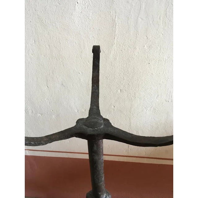 14th Century Medieval Black Wrought Cast Iron Tripod Pedestal, Italy For Sale - Image 6 of 11