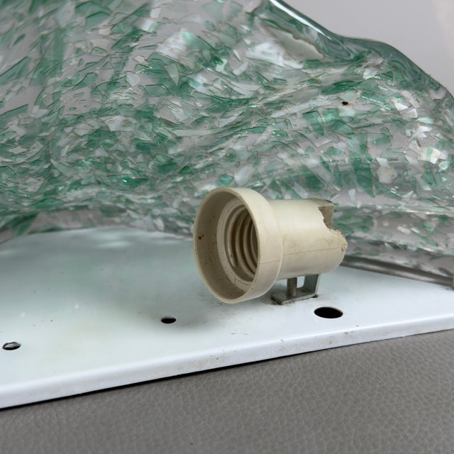Murano Glass Wall Lamp with Green and White Graniglia Flakes, 1970s For Sale - Image 14 of 17