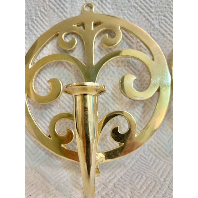 1980s Late 20th Century Virginia Metal Crafters Brass “Tree of Life” Candle Wall Sconces - A Pair For Sale - Image 5 of 9