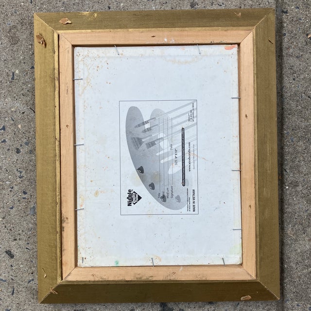 1960’s Original Still Life Painting With Hydrangea &Orange Signed Chunky Vintage Gold Frame For Sale - Image 4 of 4