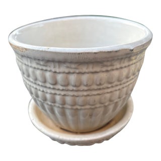 White McCoy Planter With a Beaded and Dot Design For Sale