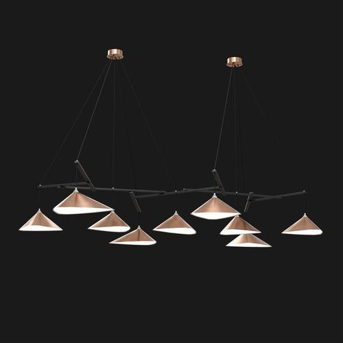 Emily Group of Nine Pendant Light in Steel with Dark Bronze Finish by Moss Objects For Sale - Image 6 of 10