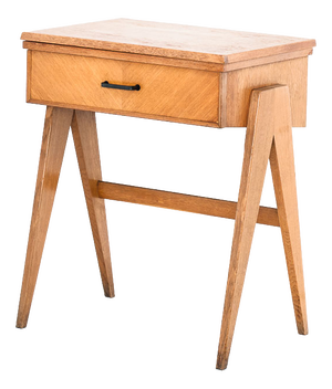Vintage Oak Console or Side Table with Compass Legs, France, 1960s