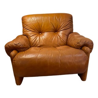 Vintage Leather Armchair by Tobia Scarpa For Sale