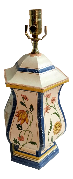 1980s Up Side Down Temple Jar Tole Lamp