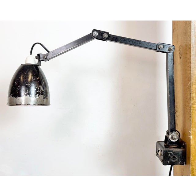 Mid-Century Modern Industrial Adjustable Wall Lamp in Black from Memlite, 1960s For Sale - Image 3 of 18