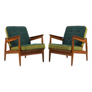 Early Danish Easychairs in Oak and Teak, 1950s, Set of 2 For Sale