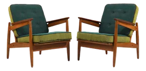 Early Danish Easychairs in Oak and Teak, 1950s, Set of 2