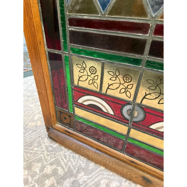 Vintage Stained Glass Window Panel For Sale - Image 10 of 12