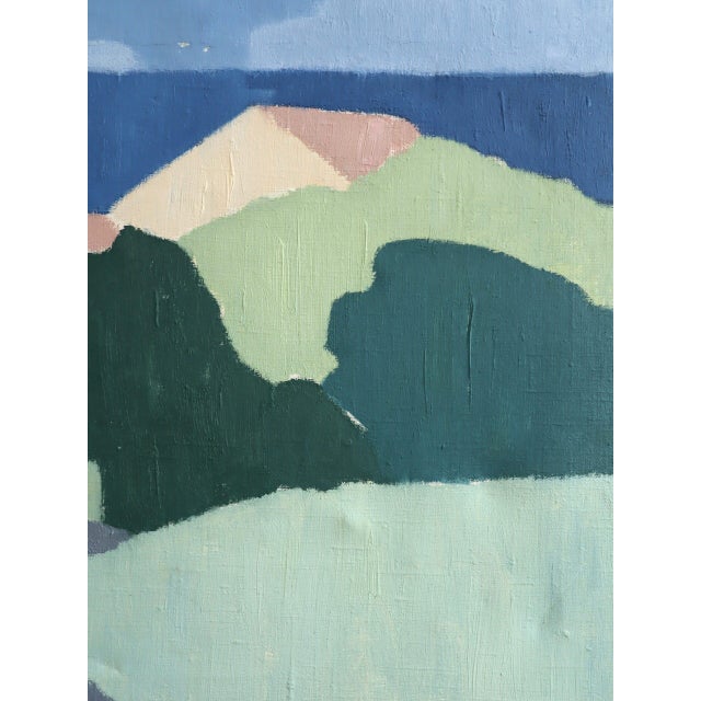 Mid-Century Modern 'Along the Blue Coast' Swedish Abstract Landscape Oil Painting, Framed For Sale - Image 10 of 13