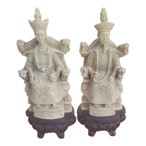 Vintage Faux Ivory Asian Emperor and Empress Figurines- Set of 2