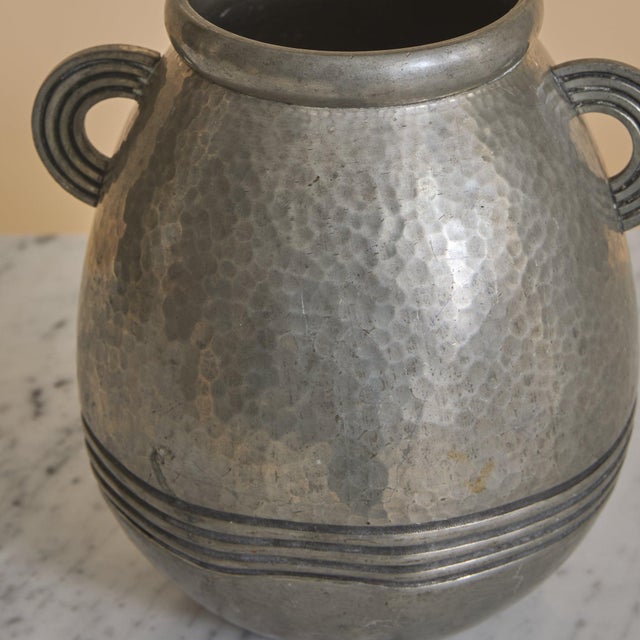 French Art Deco Pewter Vase by Rene Delavan, 1920s For Sale - Image 10 of 11