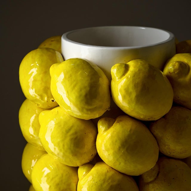 Yellow Italian Mid-Century Period Ceramic Lemon Vases For Sale - Image 8 of 9